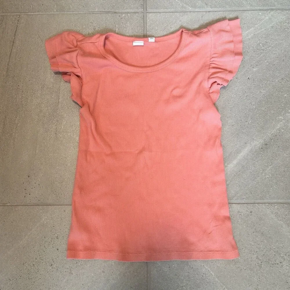 Gap Girls XXL Girls Pink Flutter Sleeve Blouse 100% Cotton